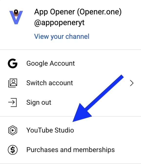 Log in to YouTube Studio