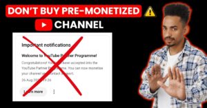 Expert advice image cautioning against buying pre-monetized YouTube channels
