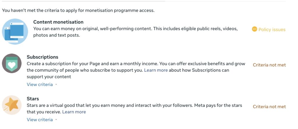 Creator Studio will show your eligibility status,